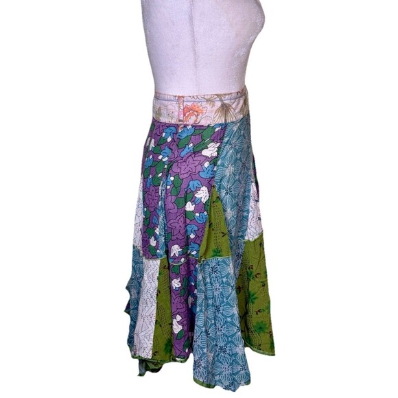 Women’s Boho Patchwork Skirt Hippie Gypsy Festival Flowy Peasant Fairycore Sz 13 - Picture 4 of 8